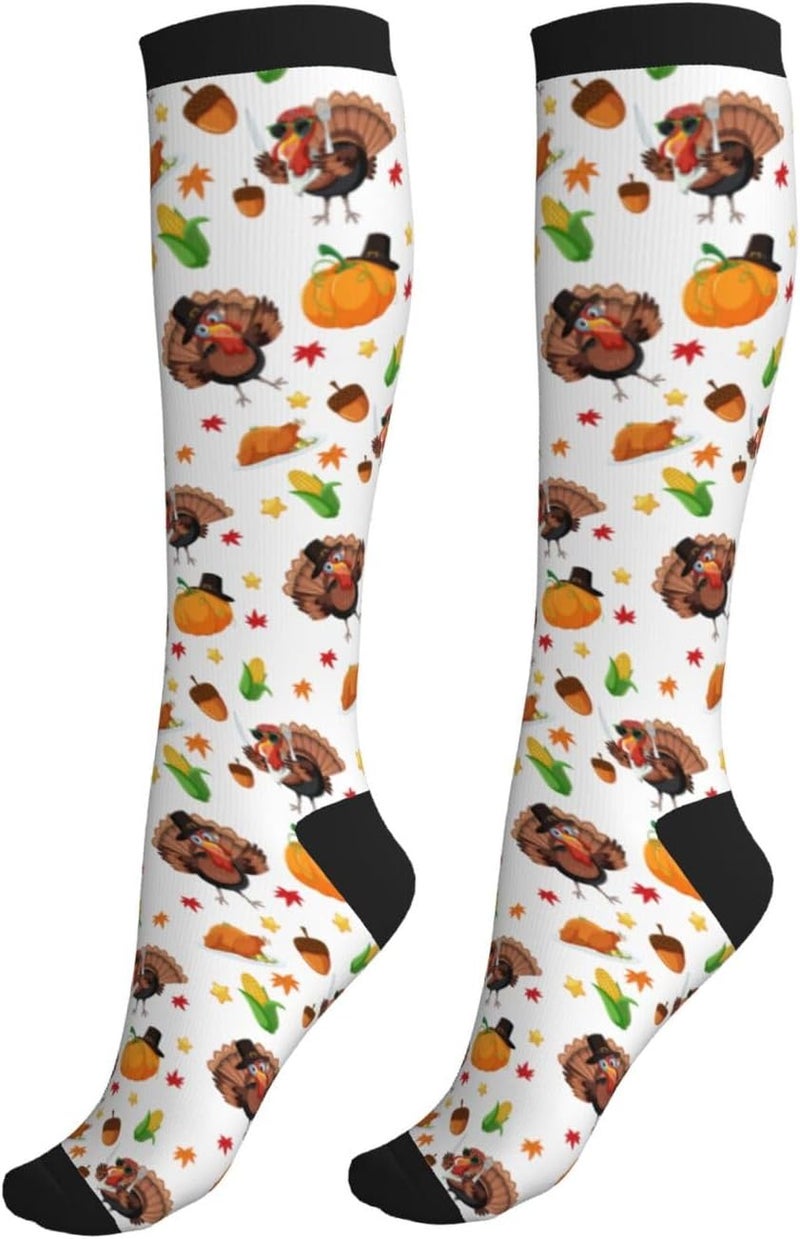 Figtihw Tie Dye Compression Socks Knee High Support Socks For Women Men Running Athletic Hiking - Image 1
